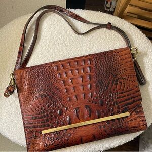 Brown Crocodile Pattern Shoulder Bag